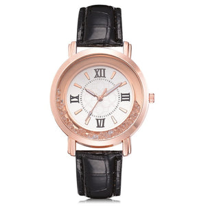 Rhinestone Leather Bracelet Wristwatch