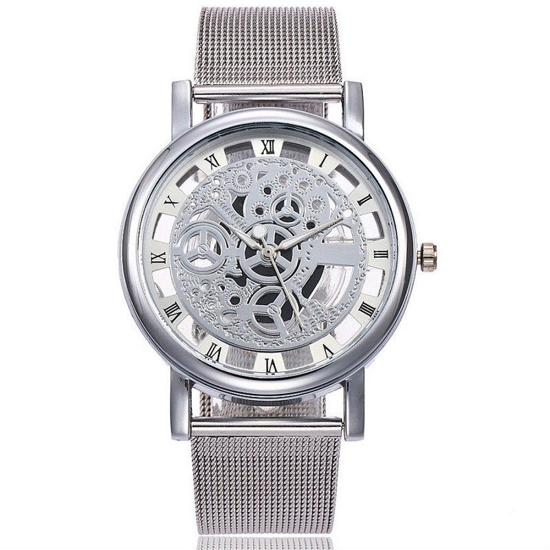 Hollow Silver And Gold Alloy Mesh Belt Watches