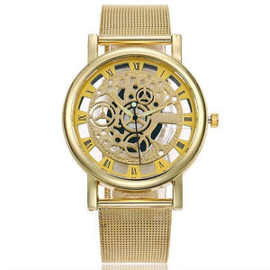 Hollow Silver And Gold Alloy Mesh Belt Watches